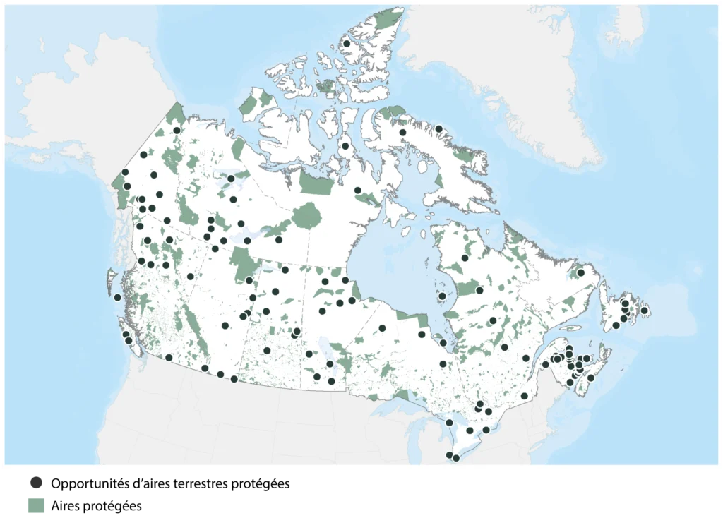 Map of terrestrial protected area opportunities in Canada